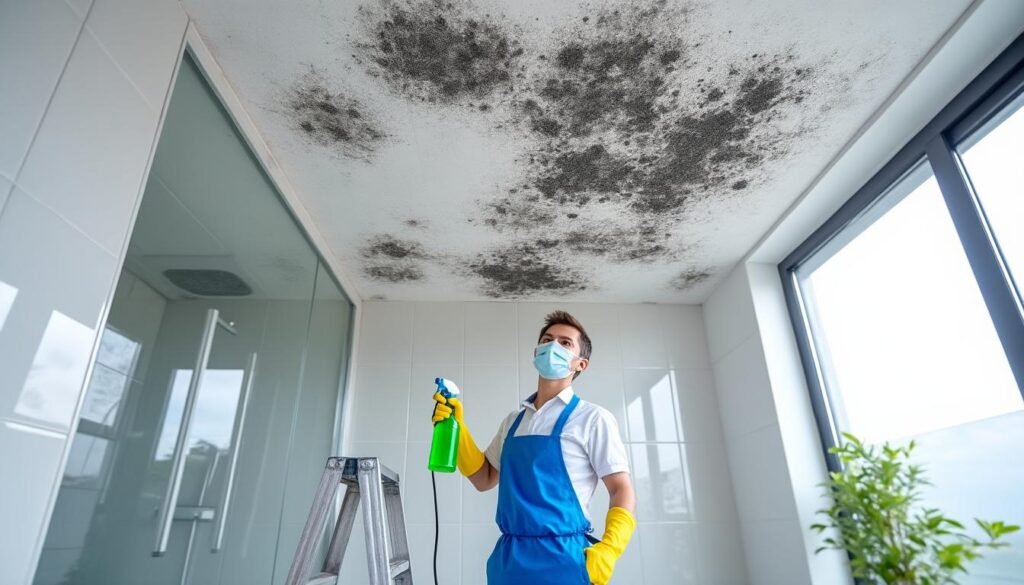 découvrez des méthodes efficaces pour éliminer la moisissure au plafond de votre salle de bain et maintenir un environnement sain et propre.